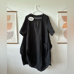 Black loose flowly smock/bag dress size L from Amazon